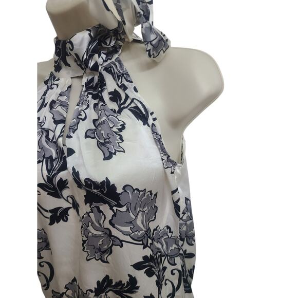 Silk Sleeveless Floral Blouse With Tie At Neck White House Black Market XXS - Picture 4 of 7